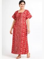 Women’s Cotton Printed Nighty – Red