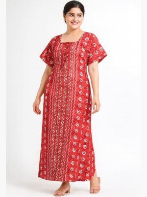Women’s Cotton Printed Nighty – Red