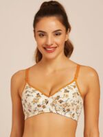 WB-FLOWER-02-TG-L-03-F Women's Cotton Bra, Floral, 2 Pc Pack - Purple & Tangerine