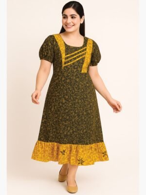 Women's Cotton Frock Nighty - Black