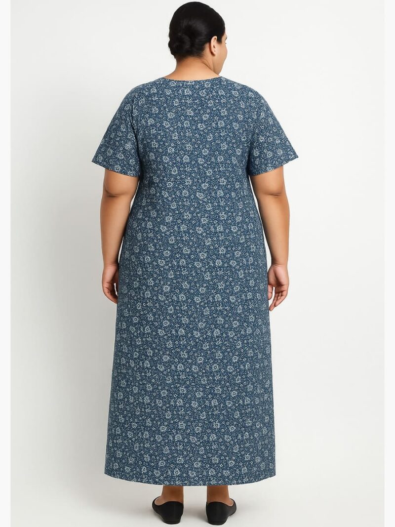 Women's Cotton Printed Nighty – Teal