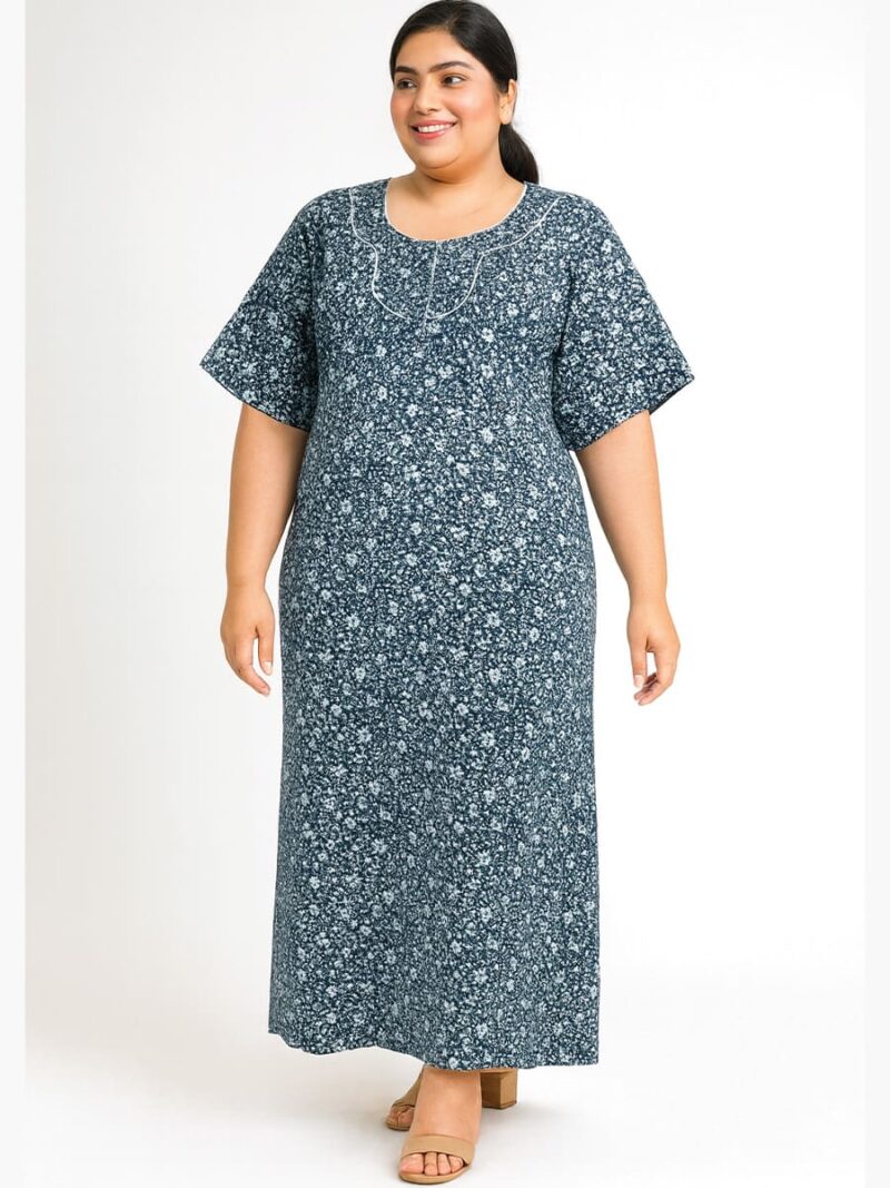 WN-VEYEM-99-TL-4XL-21-F Women's Cotton Printed Nighty – Teal