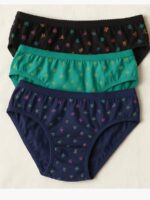 WP-IKON-01-FG-NB-BK-L-03 Women's Cotton Mid-Rise Printed Panty Set - Multicolor