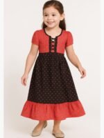 Girls Cotton Frock Nighty – Coffee & Black