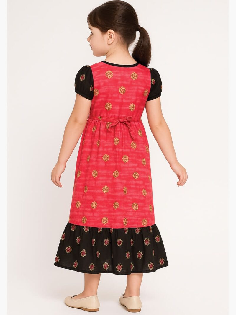 Girls Cotton Frock Nighty – Raspberry & Black