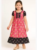 KG-NY-05-03-RBY-5-6Y-F Girls Cotton Frock Nighty – Raspberry & Black