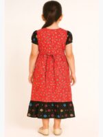 KG-NY-06-01-RD-6-7Y-B Girls Cotton Frock Nighty –Red & Black