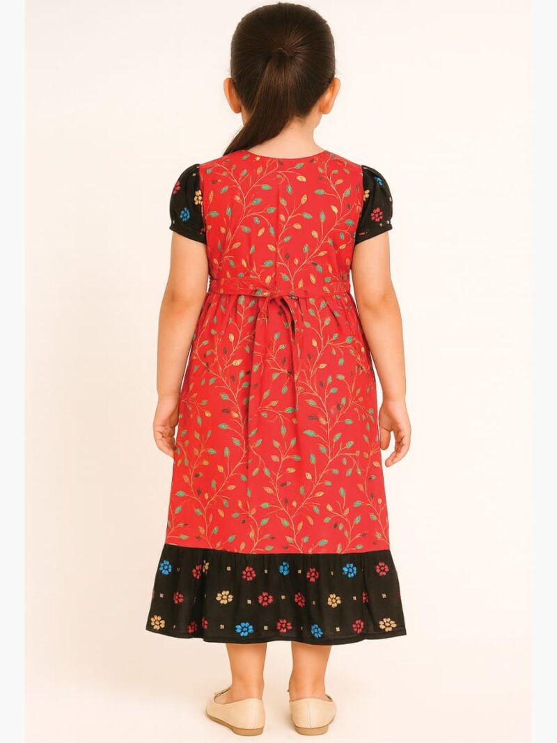 Girls Cotton Frock Nighty –Red & Black
