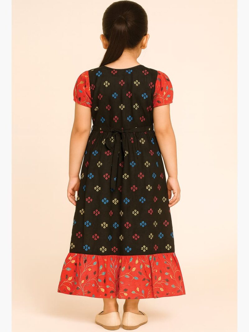 Girls Cotton Frock Nighty – Black & Red
