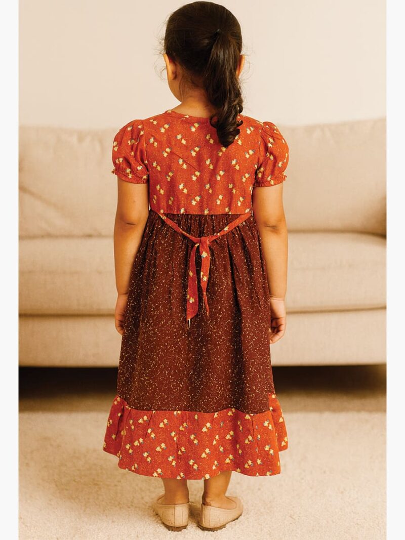 Girls Cotton Frock Nighty – Maroon & Coral