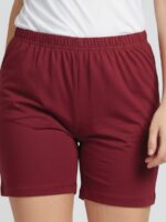 MR,, Women's Cotton Yoga Shorts - Maroon