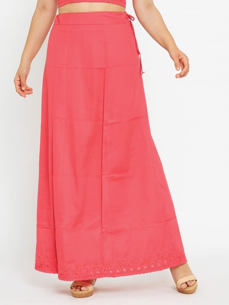 W-IS-132-01-BPK-100 Women’s Cotton Embroidered In-Skirt – Bright Pink