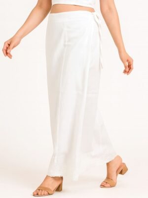 Women’s Cotton Embroidered In-Skirt – White