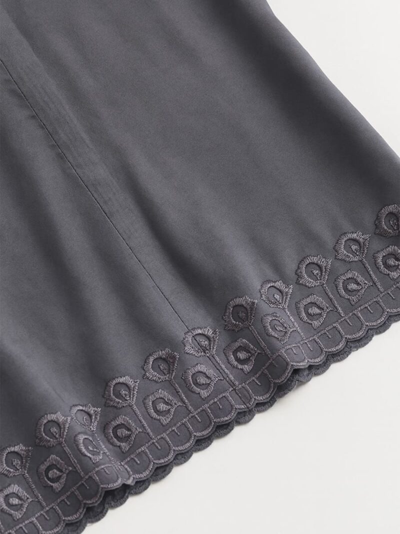 Women’s Cotton Embroidered In-Skirt – Gray