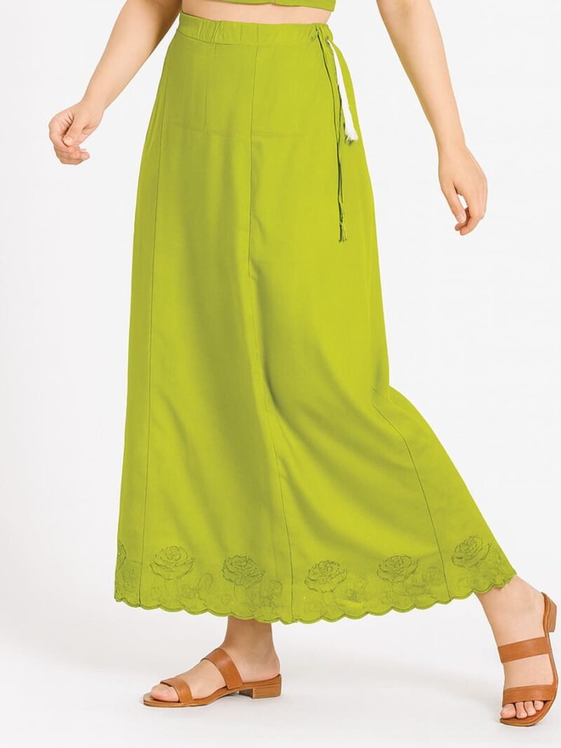 Women’s Cotton Embroidered In-Skirt – Mint Green