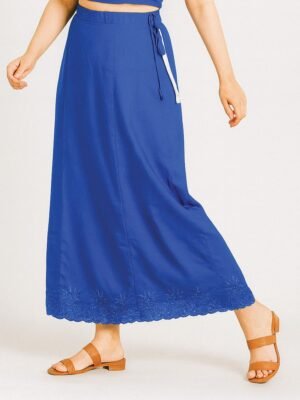 Women’s Cotton Embroidered In-Skirt – Royal Blue