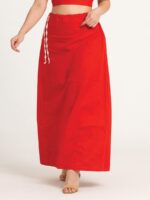 W-IS-135-01-RD-105-F Women’s Cotton Embroidered In-Skirt – Red
