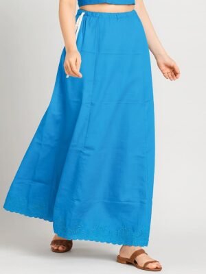 Women’s Cotton Embroidered In-Skirt – Blue