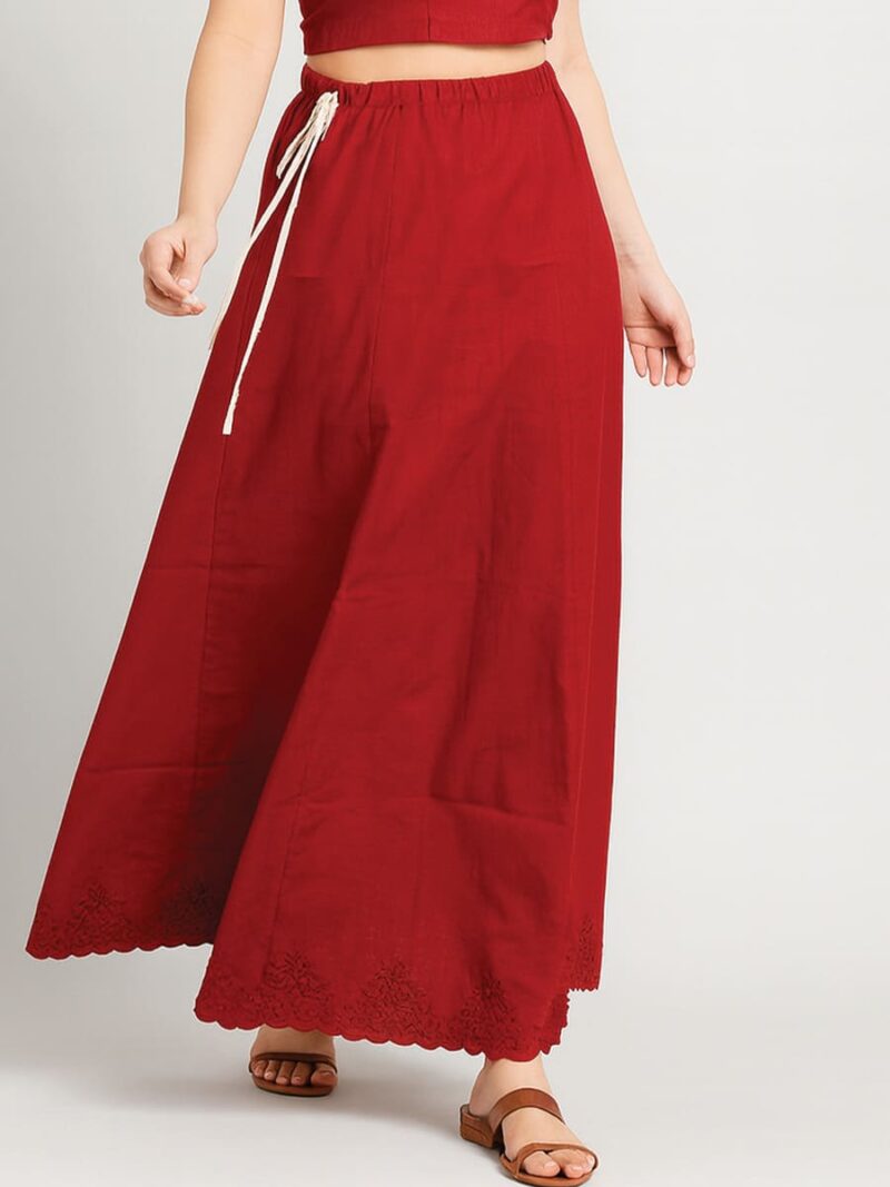 W-IS-136-02-MR-101-F Women’s Cotton Embroidered In-Skirt – Maroon
