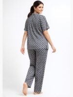 Women's Satin Striped Night Suit - Navy Blue