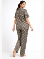 Women's Satin Striped Night Suit - Black