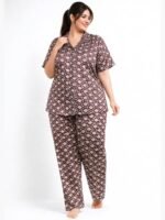 W-NS-175-03-PP-3XL-T-F Women's Satin Striped Night Suit - Purple