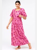 W-NY-138-02-DPK-XL-F-1 cotton zipless feeding nighty