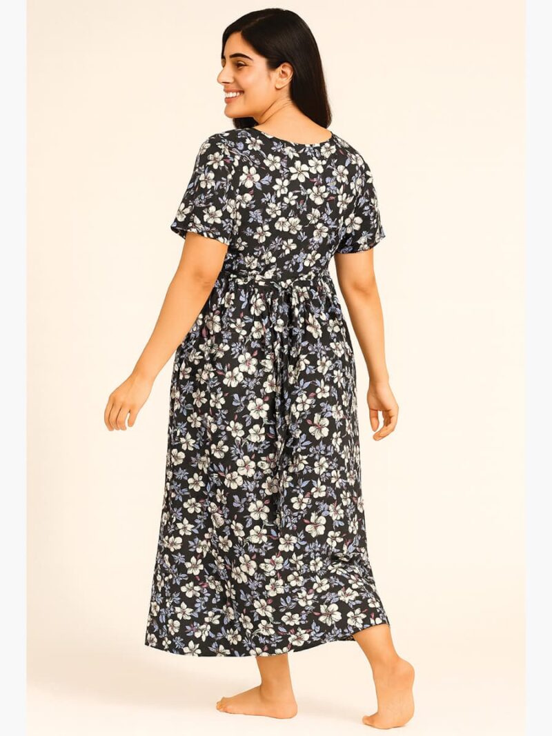 Women's Cotton Feeding Nighty – Black