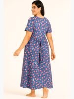 Women's Cotton Feeding Nighty – Navy Blue