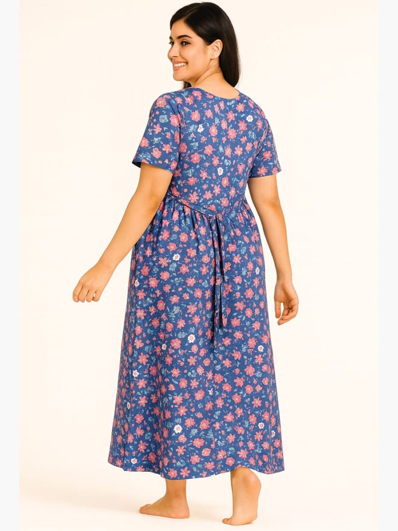 Women's Cotton Feeding Nighty – Navy Blue