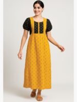 Women’s Cotton Printed Nighty – Yellow