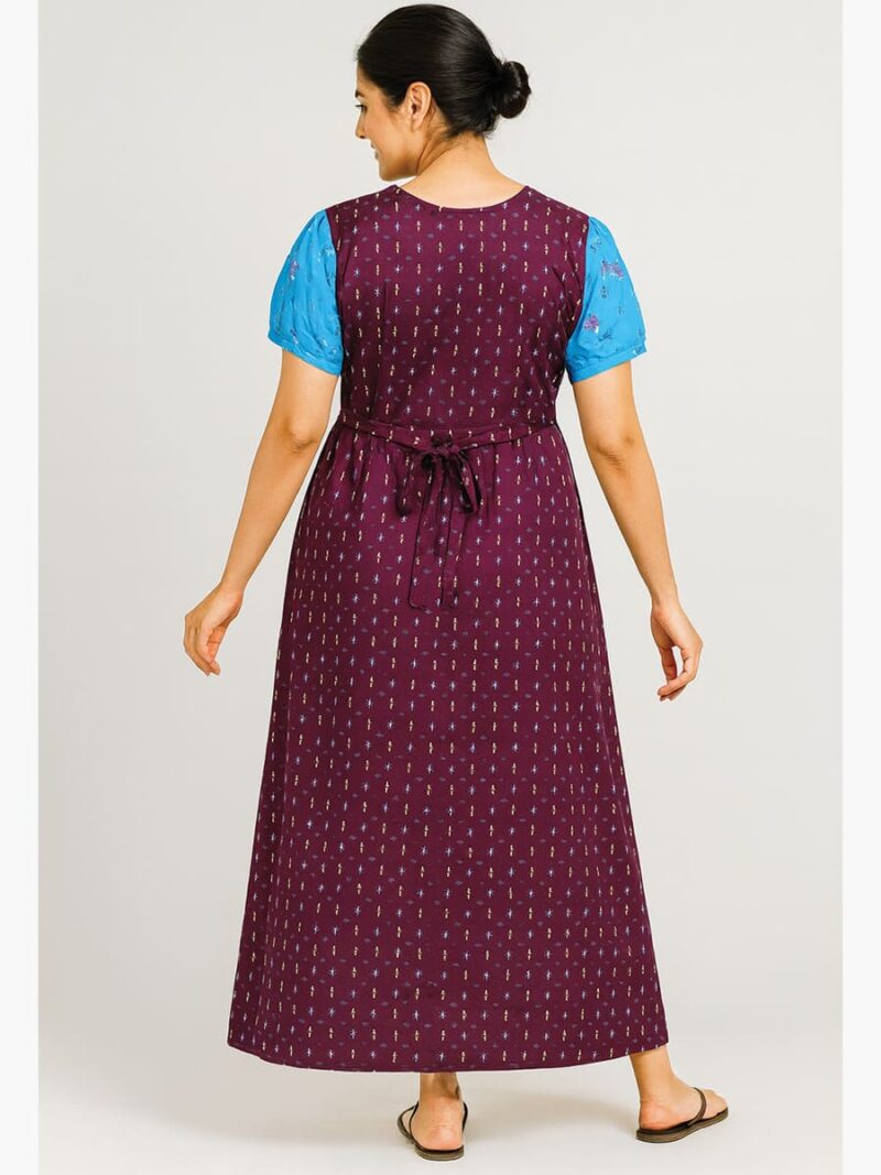 Women’s Cotton Printed Nighty – Burgundy