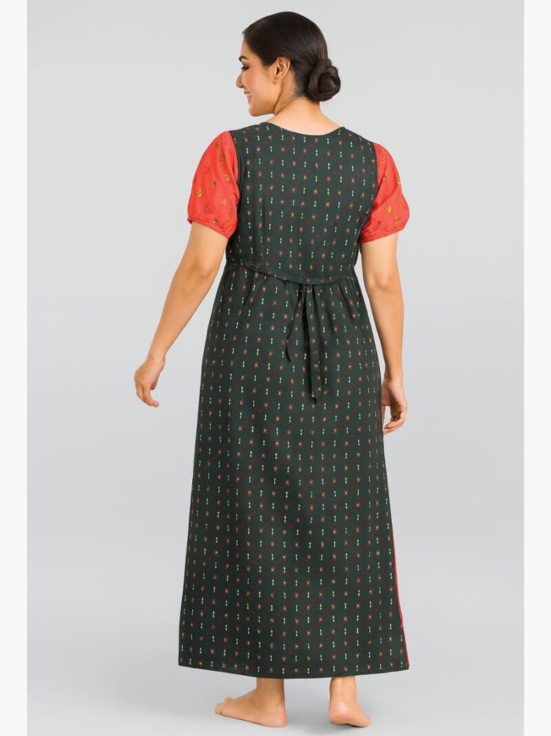 Women’s Cotton Printed Nighty – Olive Green