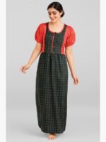 Women’s Cotton Printed Nighty – Olive Green