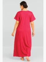 Women's Cotton Embroidered Nighty – Raspberry