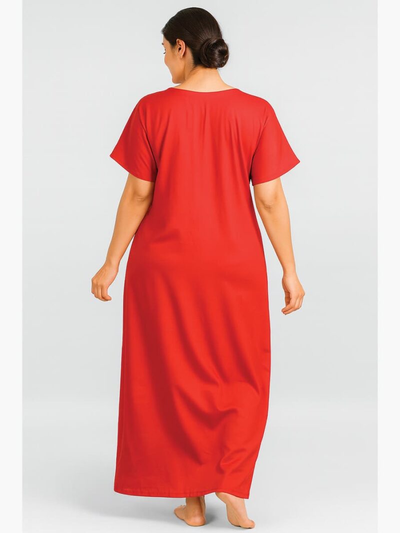 Women's Cotton Embroidered Nighty – Red