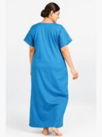 Women's Cotton Embroidered Nighty – Sky Blue