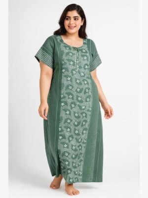 Women’s Cotton Printed Nighty - Seafoam Green