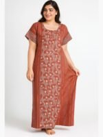 Women’s Cotton Printed Nighty - Terracotta