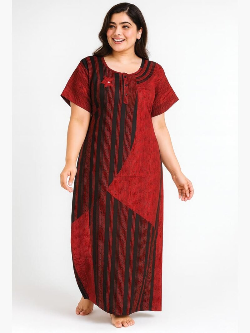 Women’s Cotton Printed Nighty - Red