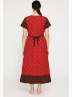 Women's Cotton Frock Feeding Nighty – Red