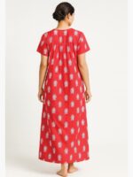 Women’s Cotton Printed Full Length Nighty – Raspberry