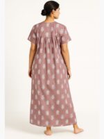 W-NY-151-04-TC-XL-B Women’s Cotton Printed Full Length Nighty – Terracotta