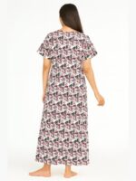 W-NY-153-01-MR-XL-B Women’s Satin Printed Full Length Nighty – Maroon