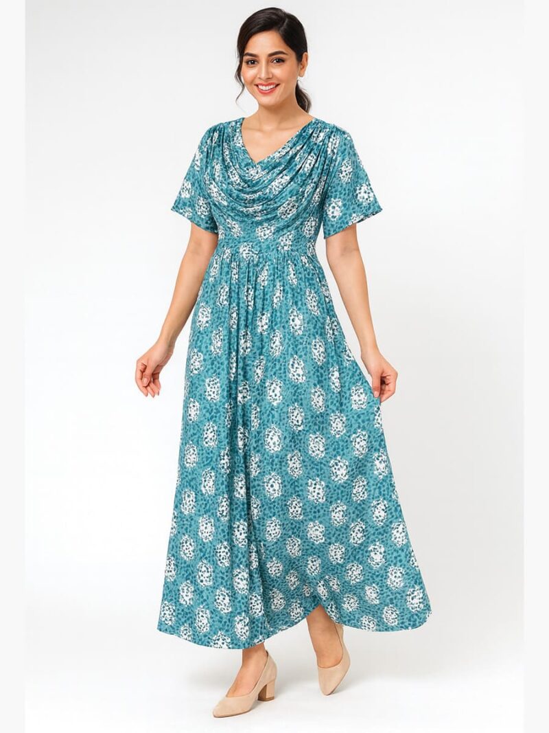 W-NY-154-01-TL-XXL-F Women's Satin Feeding Nighty with Shawl – Teal