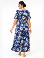 Women's Satin Feeding Nighty with Shawl – Navy Blue