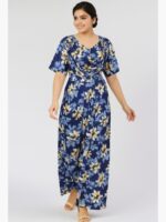 Women's Satin Feeding Nighty with Shawl – Navy Blue