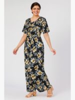W-NY-155-02-BK-XXL-F Women's Satin Feeding Nighty with Shawl – Black