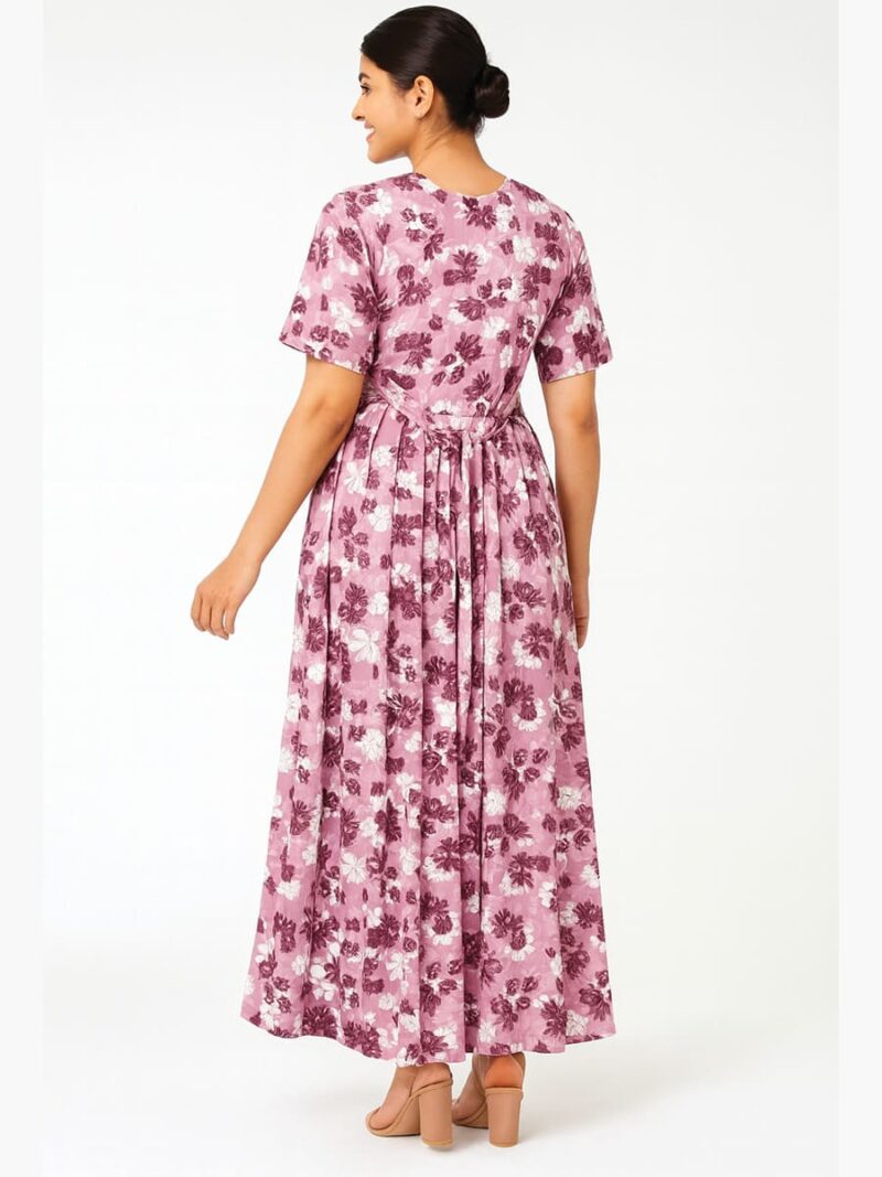 Women's Satin Feeding Nighty with Shawl – Pink