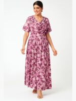 Women's Satin Feeding Nighty with Shawl – Pink